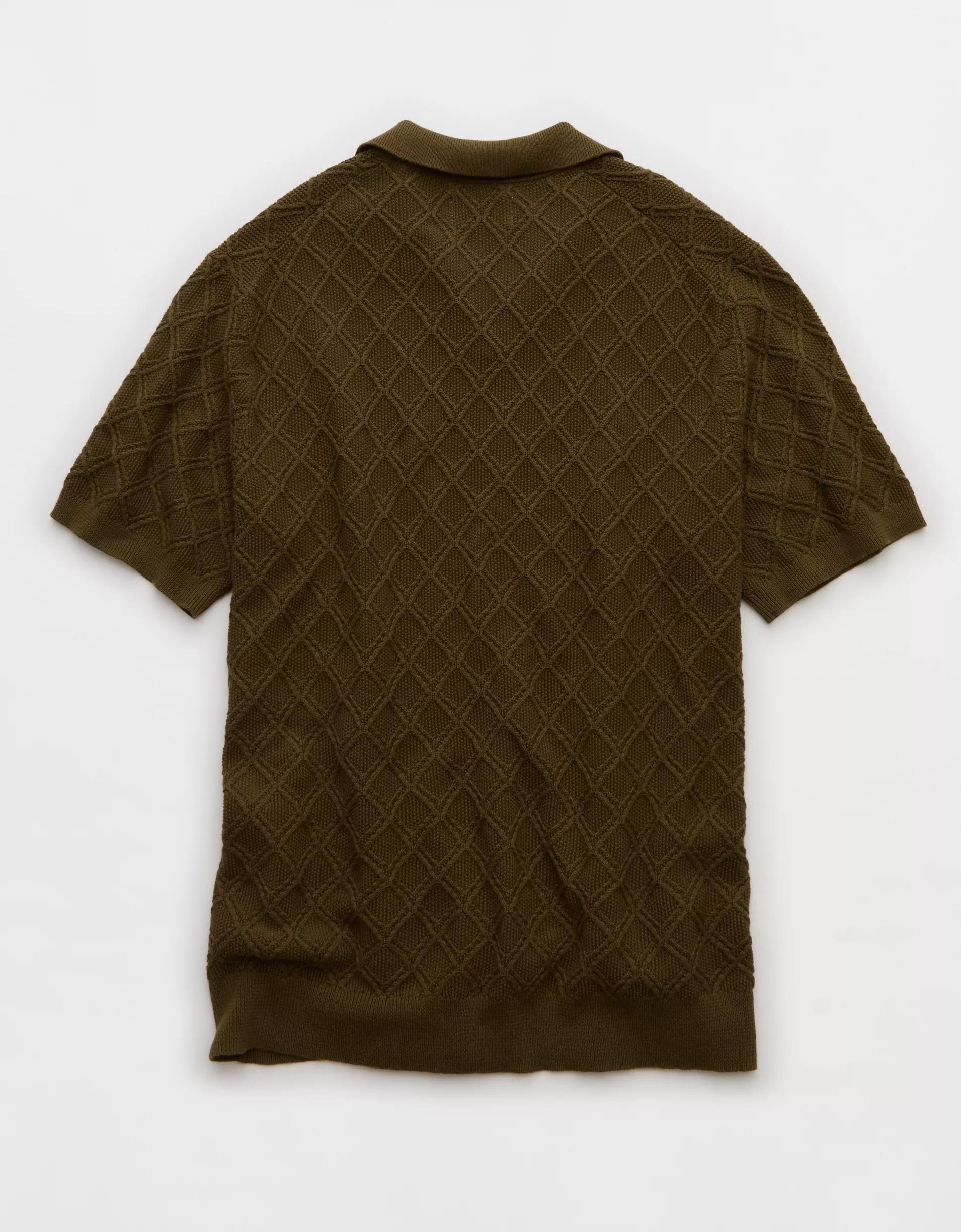 AE Weekend Cable Knit Sweater Polo Shirt Product Image