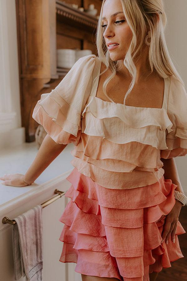 Love Song Tiered Mini Dress in Pink Product Image