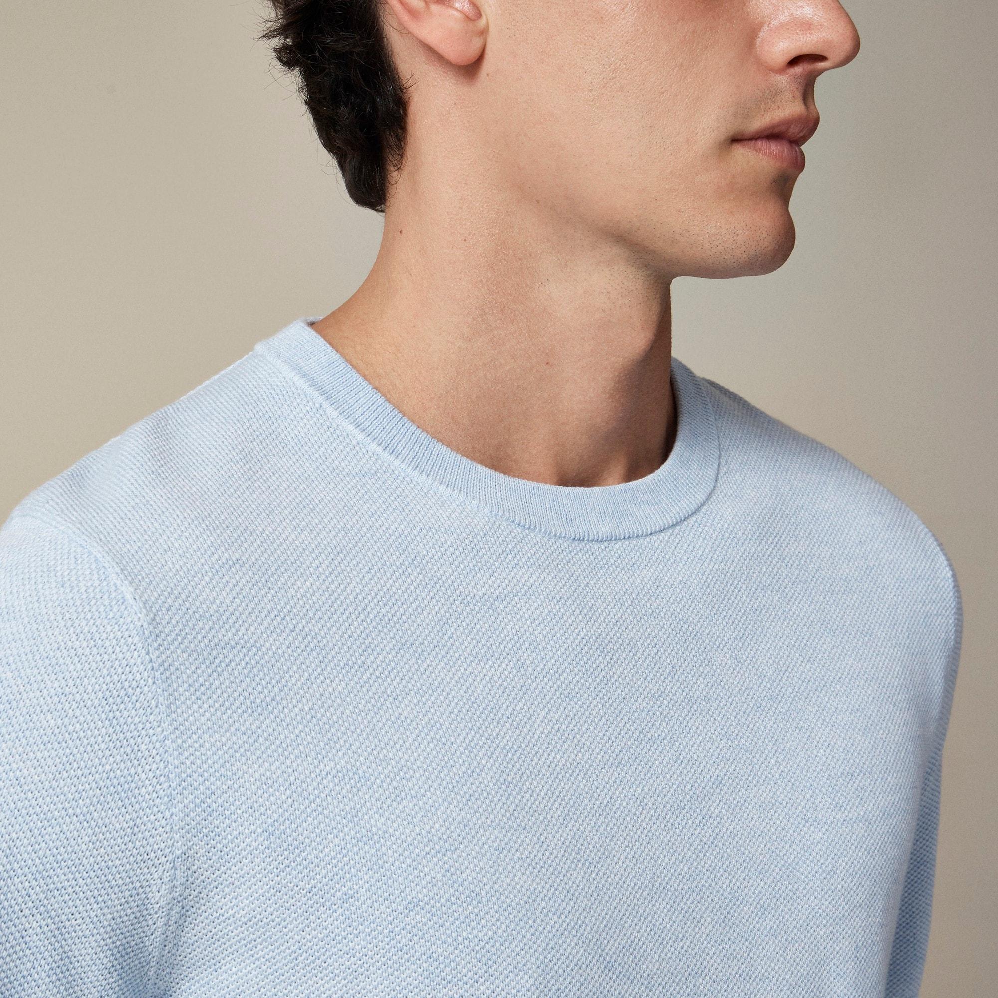 Short-sleeve cotton piqué-stitch sweater Product Image