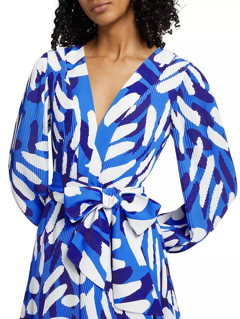 Liv Brushstroke Pleated Tie-Waist Minidress Product Image