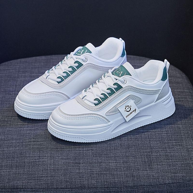 Applique Lace-Up Platform Sneakers Product Image