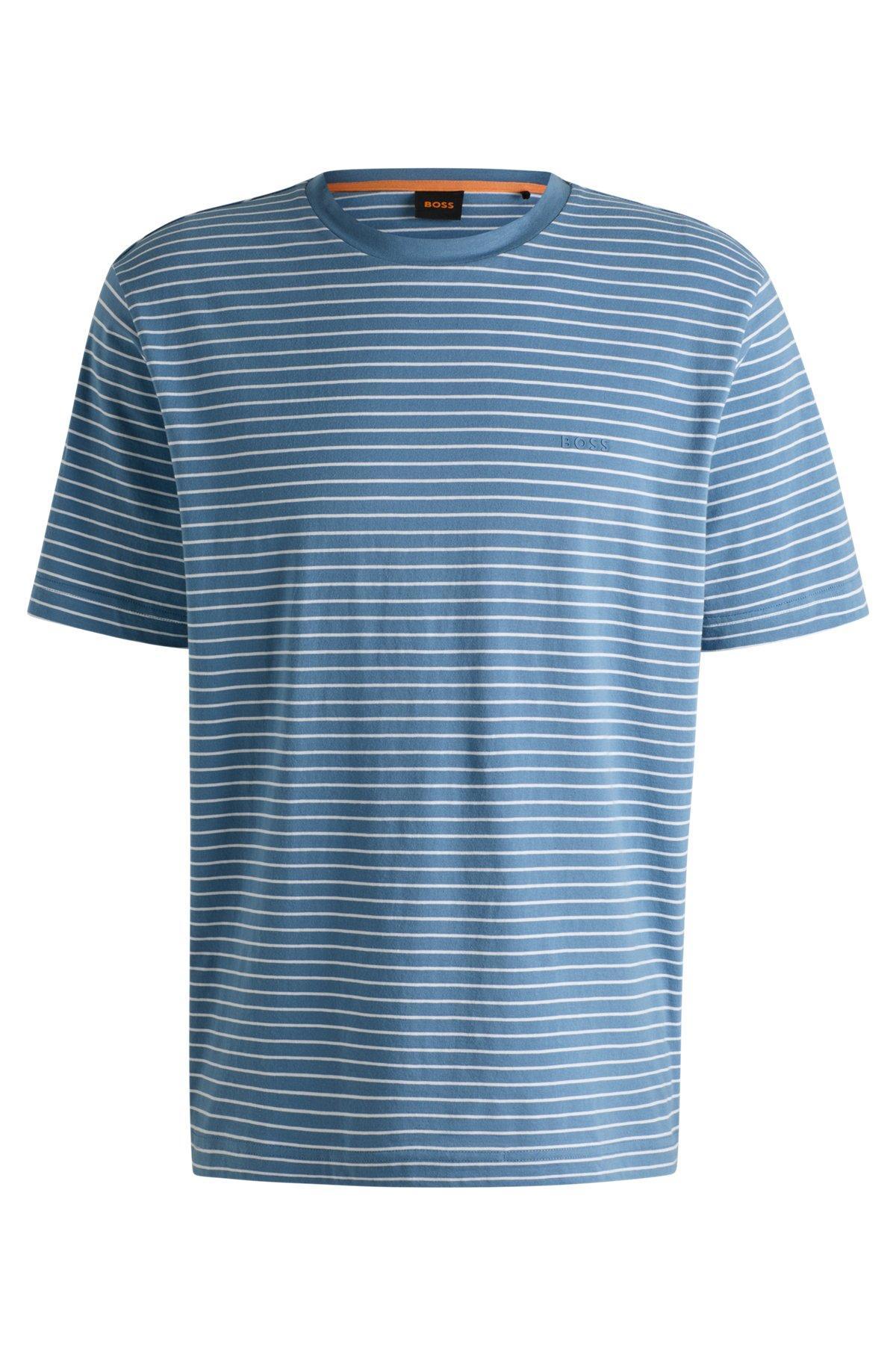 Relaxed-fit T-shirt in cotton with horizontal stripes Product Image