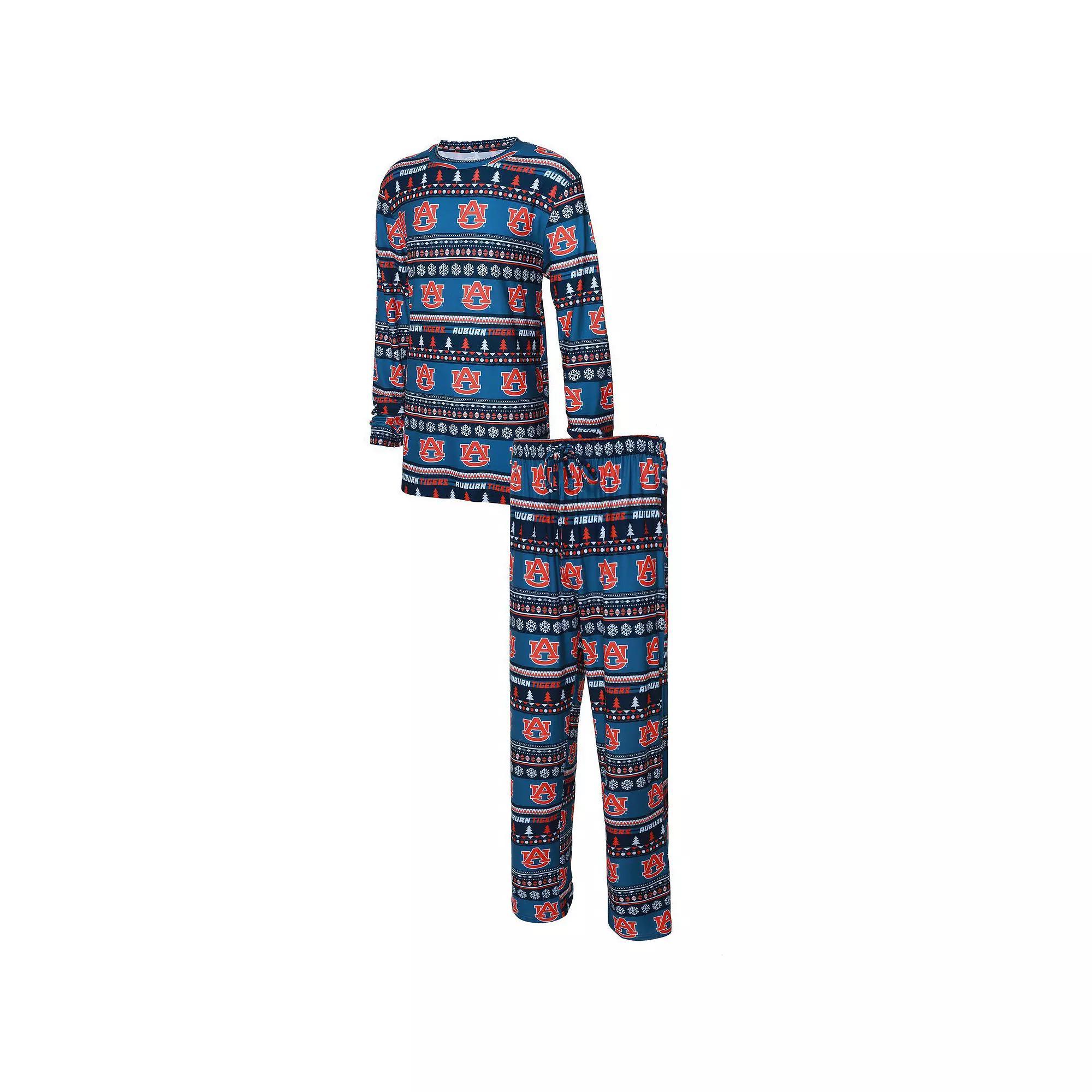 Men's Concepts Sport Navy Auburn Tigers Ugly Sweater Knit Long Sleeve Top and Pant Set, Size: Medium, Blue Product Image