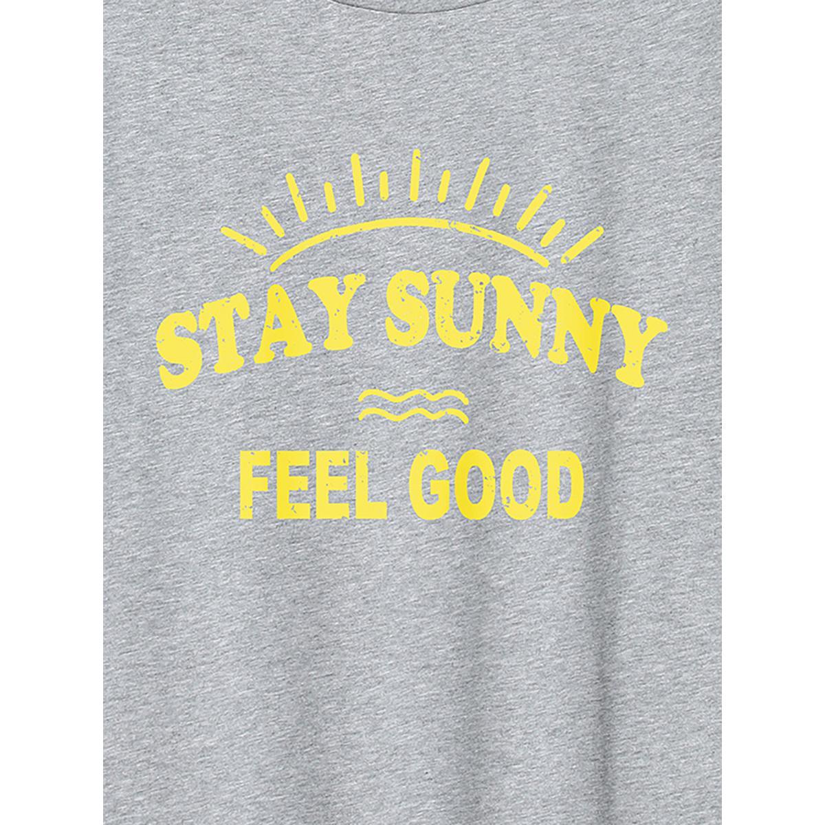 Plus Size Stay Sunny Round Neck T-Shirt Mediumgray Women Non Positive slogan Round Neck Everyday-Casual T-shirts BloomChic 18-20/2X Product Image