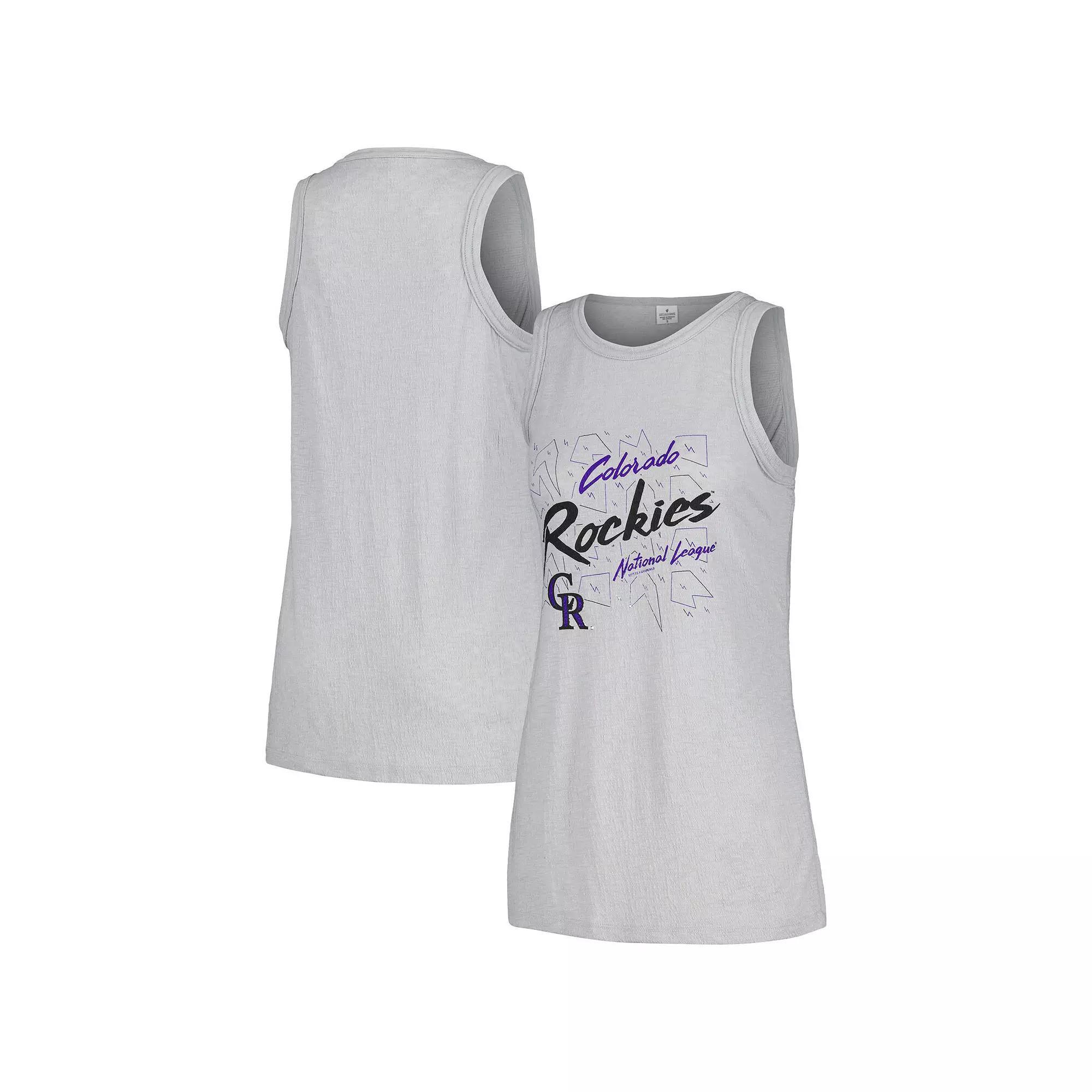 Women's Soft as a Grape Gray Colorado Rockies Gauze High Neck Tank Top, Size: Large, Grey Product Image
