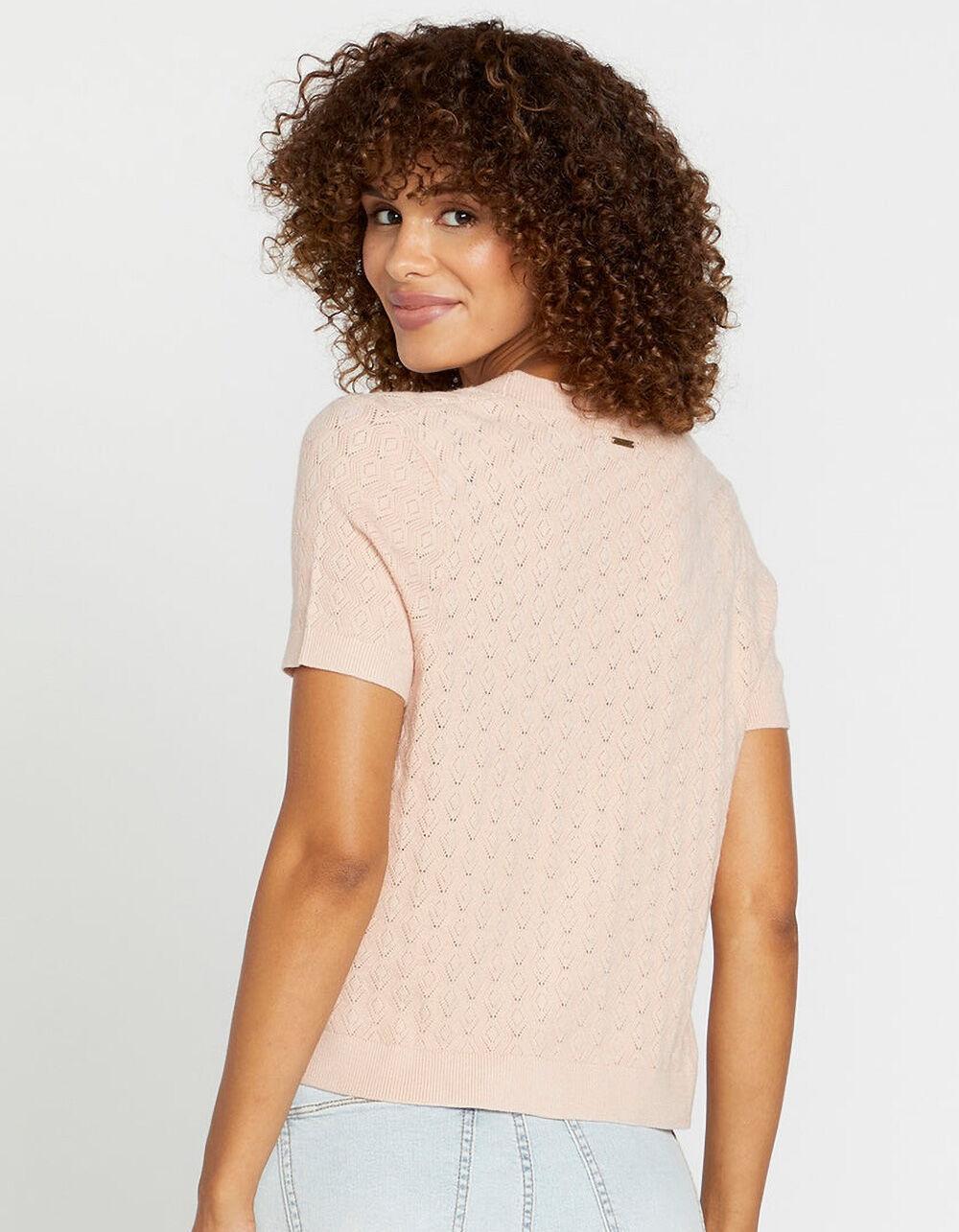 VOLCOM Cruz Cruise Womens Tie Front Sweater - LIGHT PINK Product Image