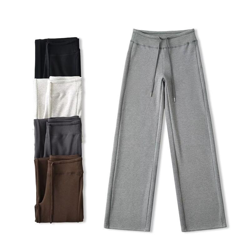 High Rise Plain Knit Wide Leg Pants Product Image