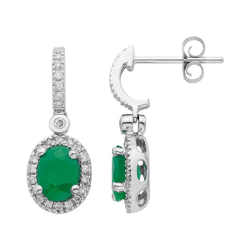 14k Rose Gold Emerald & 1/4 Carat T.W. IGL Certified Diamond Oval Earrings, Womens, Yellow Product Image