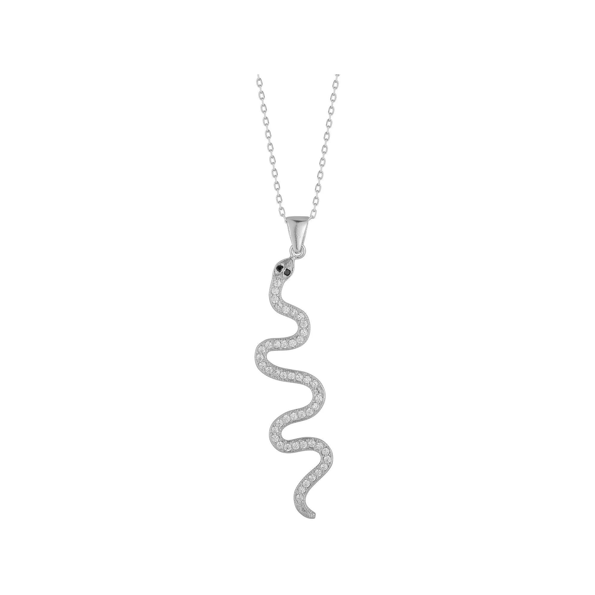 Sunkissed Sterling Cubic Zirconia Twisty Snake Necklace, Women's, Size: 18", Silver Tone Product Image