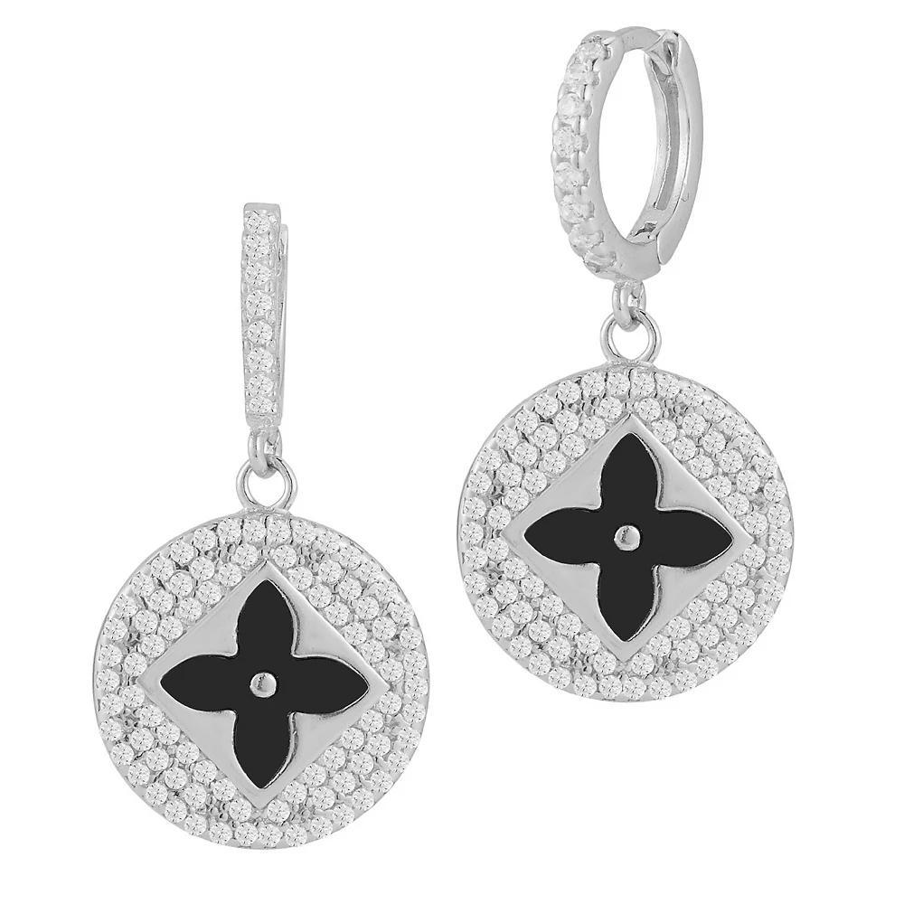 Sunkissed Sterling Gemstone & Cubic Zirconia Clover Earrings, Womens, Silver Tone White Product Image