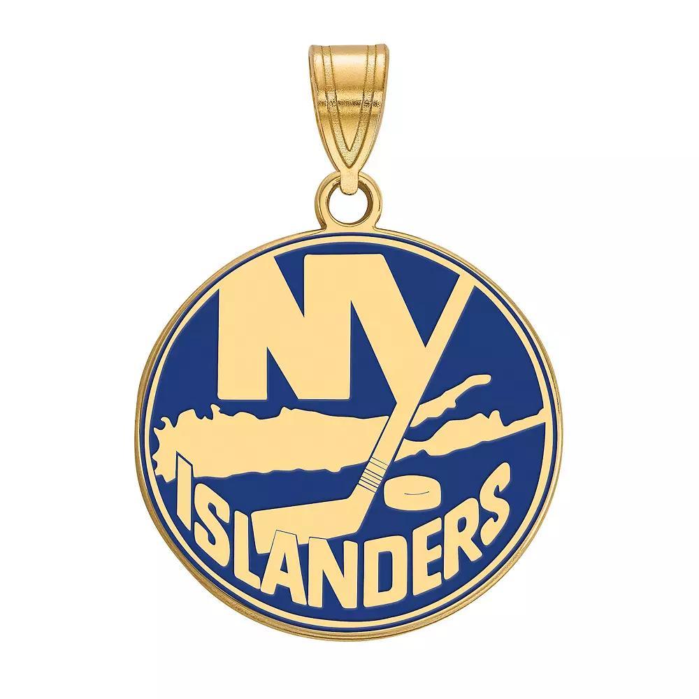 LogoArt New York Islanders Sterling Silver Large Enamel Logo Pendant, Women's, Size: 18 mm, Gold Tone Product Image