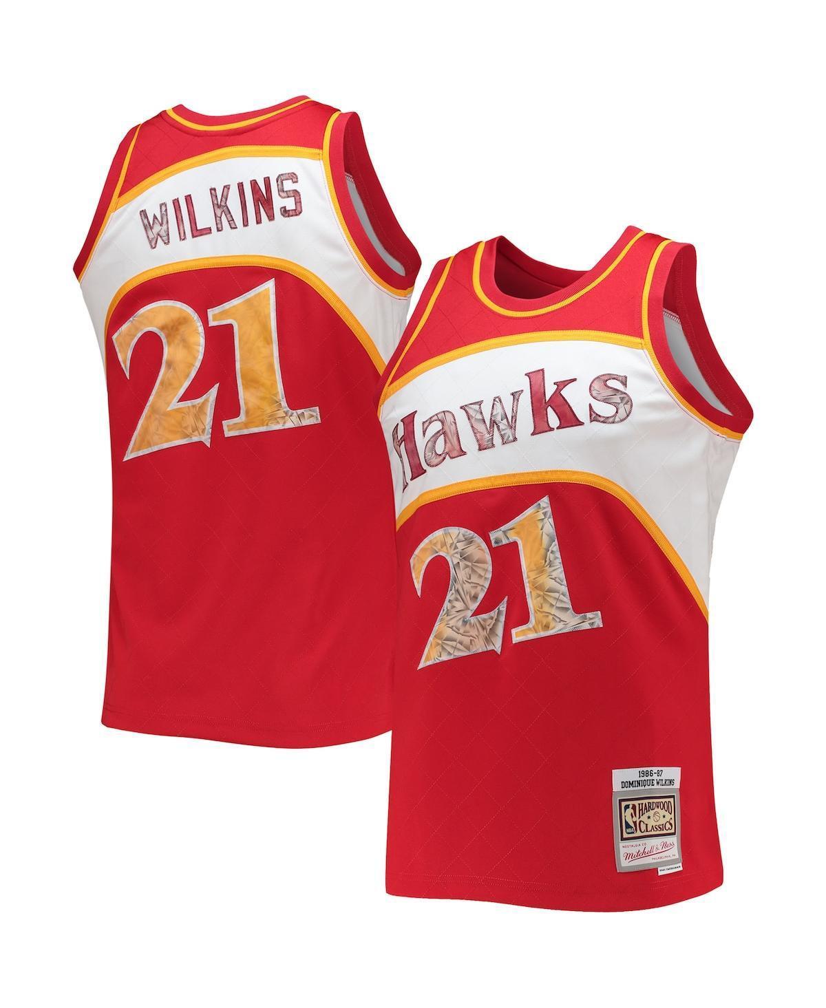 Men's Mitchell & Ness Dominique Wilkins Red Atlanta Hawks 1986-87 Hardwood Classics 75th Anniversary Diamond Swingman Jersey, Size: Small Product Image