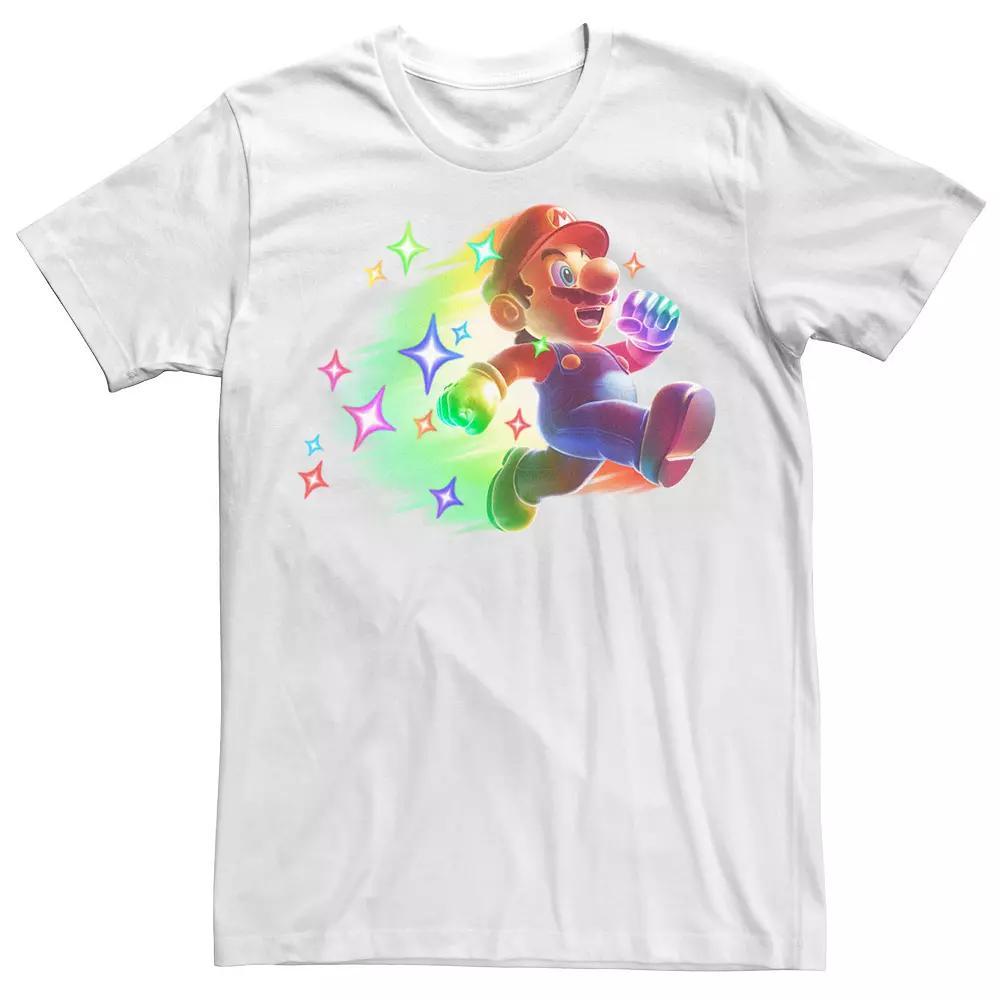 Men's Nintendo Super Mario Action Pose Neon Portrait Graphic Tee, Size: 3XL, White Product Image