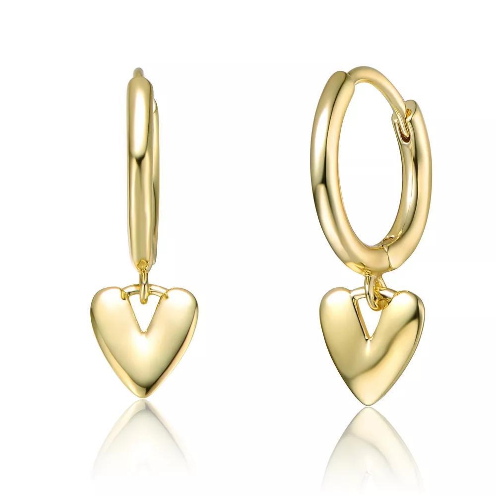 14k Gold Plated Heart Drop Earrings, Womens, Gold Tone Product Image