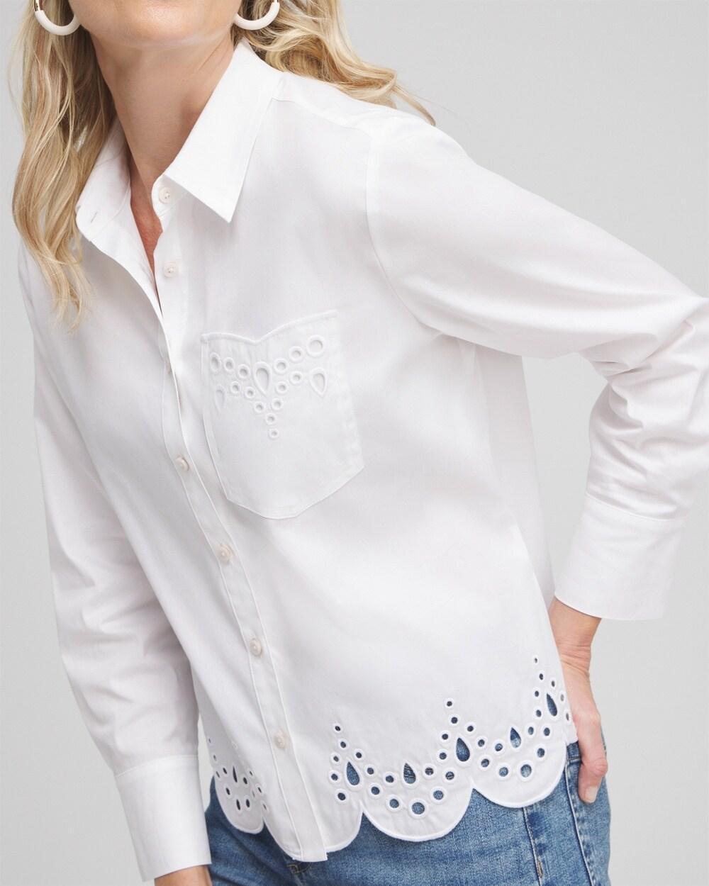 Poplin Eyelet Hem Shirt Product Image