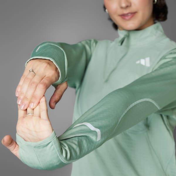 adidas Ultimate Hi Vis Reflective 1/2-Zip Top Silver Green S Womens Product Image