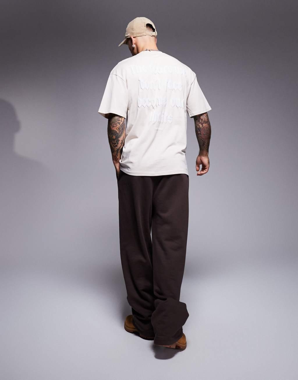 Sixth June back printed quote t-shirt in beige Product Image