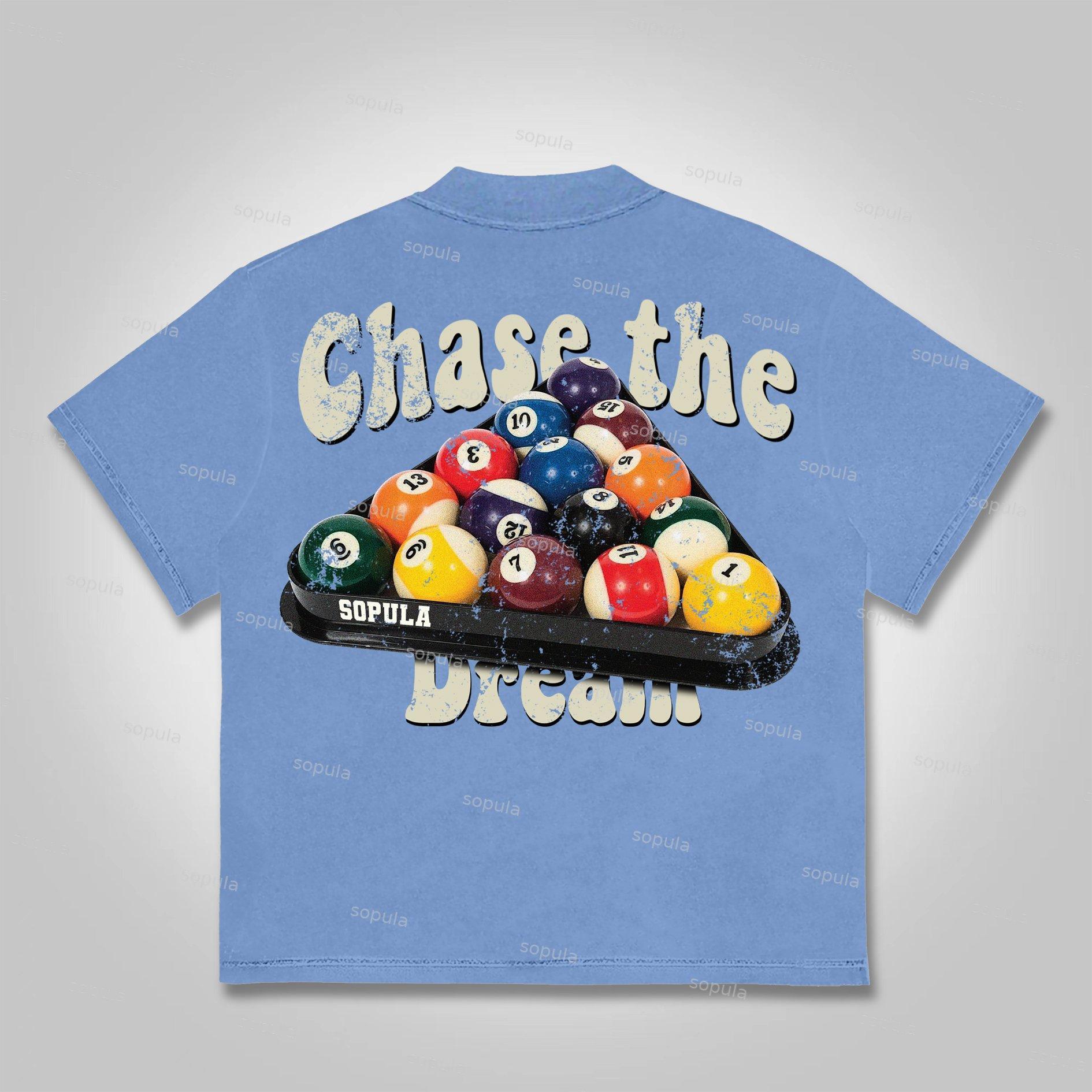 Sopula Chase The Dream Vintage Billiards Graphics Cotton T-Shirt Product Image