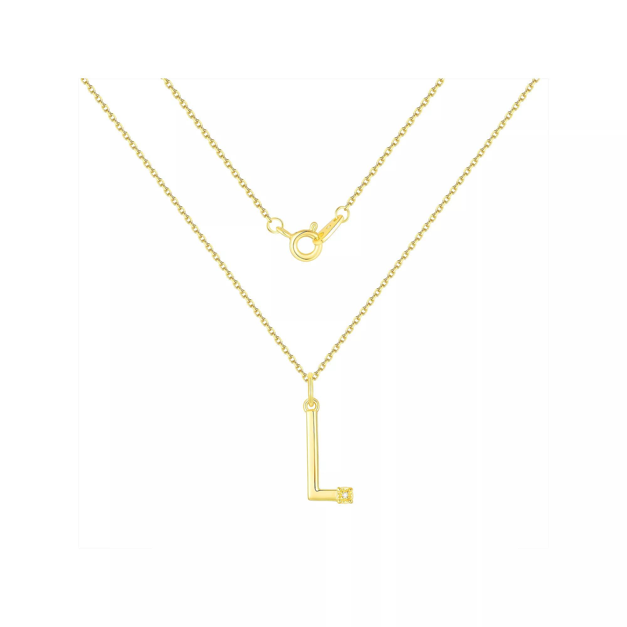 Forever Radiant Diamond Accent Initial Pendant Necklace, Women's, Size: 18", Gold Tone L Product Image