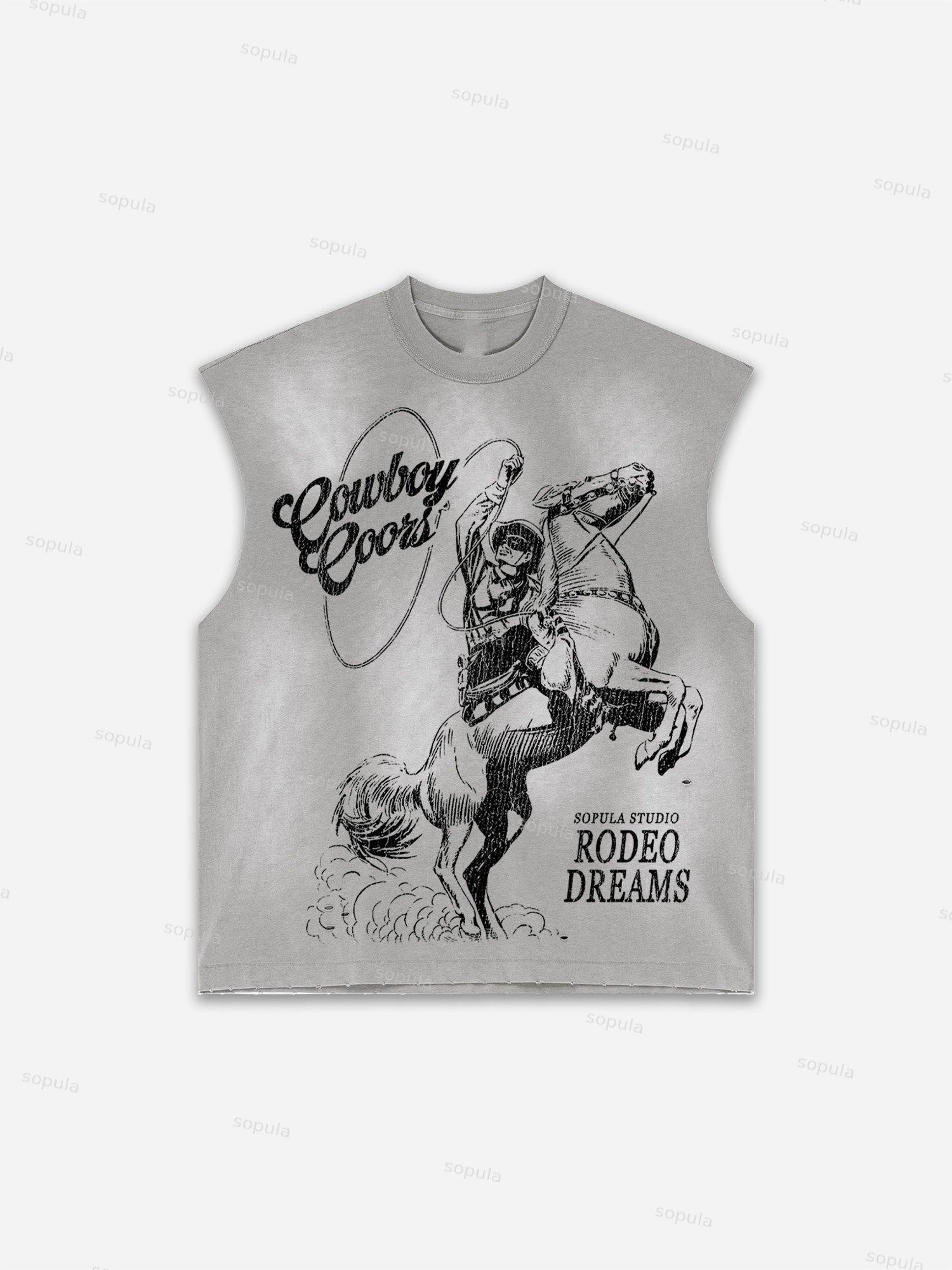 Men's Washed Cowboy Rodeo Abstract Graphic Tank Top Product Image