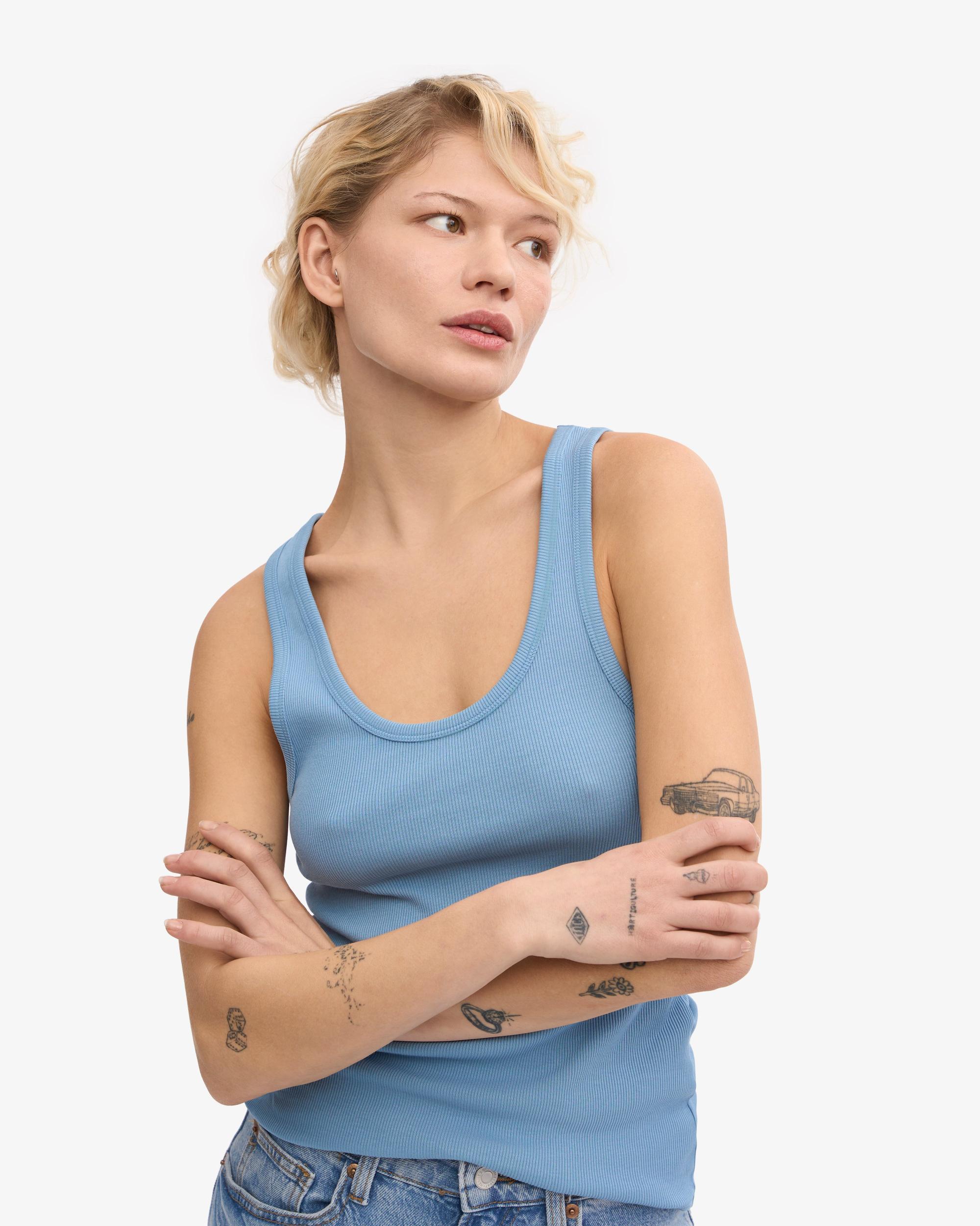 Women Organic Rib Tank Top - Coffee Brown Product Image