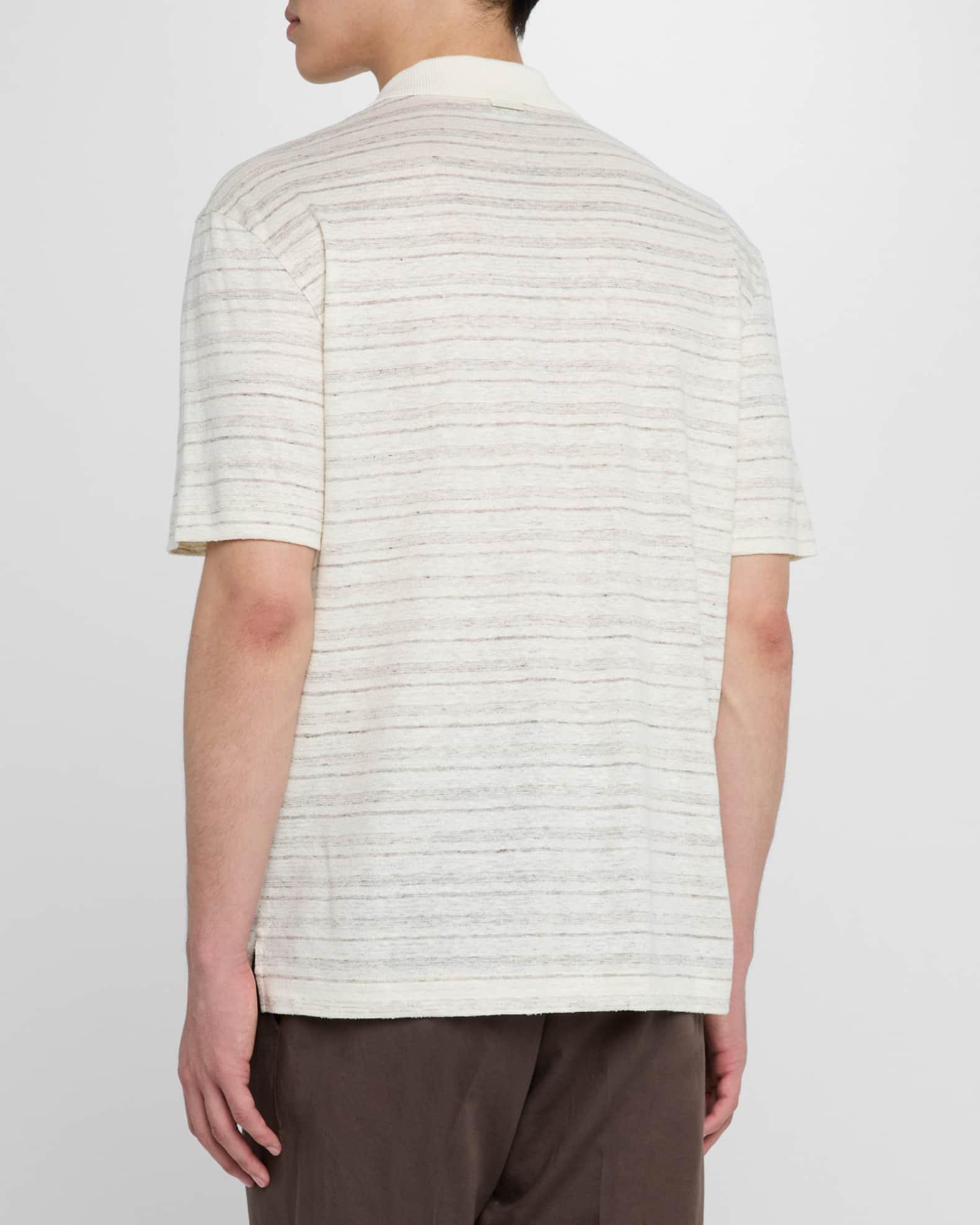 Mens Johnny Collar Multi-Stripe Polo Shirt Product Image