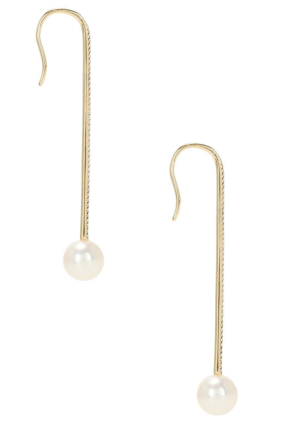 Diamond Ball Pearl Drop Earring EF COLLECTION Product Image