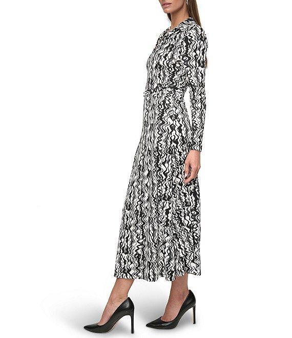 DKNY by Donna Karan Collared V-Neck 3/4 Sleeve Midi Shirt Dress Product Image