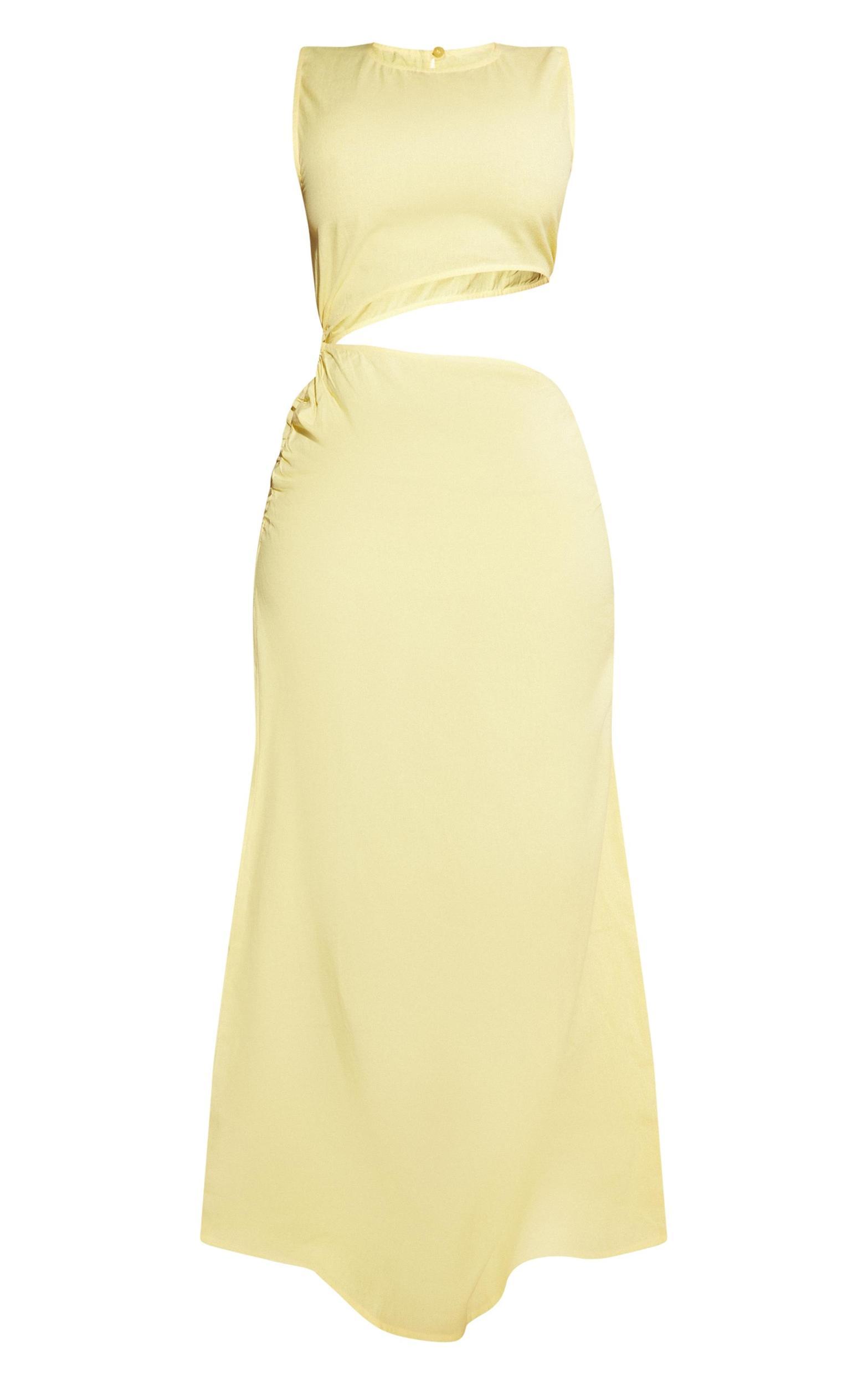 Plus Yellow Linen Look O Ring Detail Maxi Dress Product Image