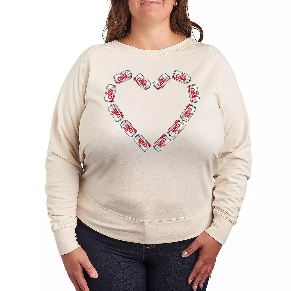 Plus Size Diet Coke Can Heart French Terry Long Sleeve Tee, Womens Product Image