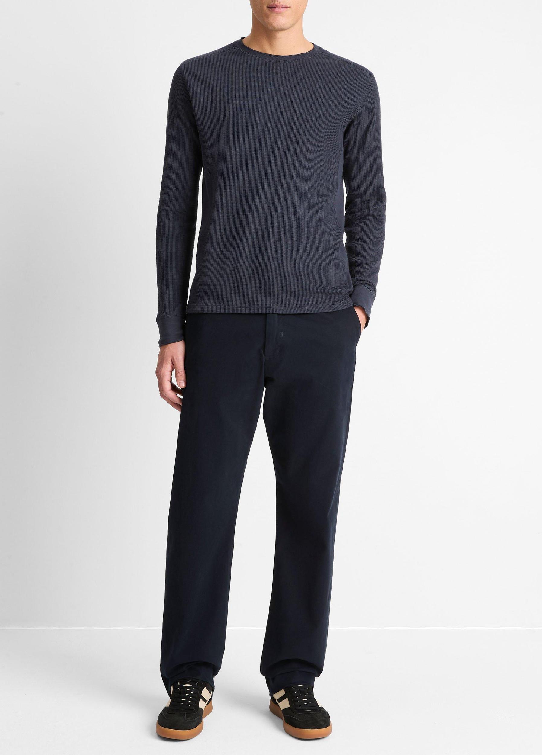 Mens Thermal Long Sleeve Crew Neck Pullover, Black, Size S Vince Product Image