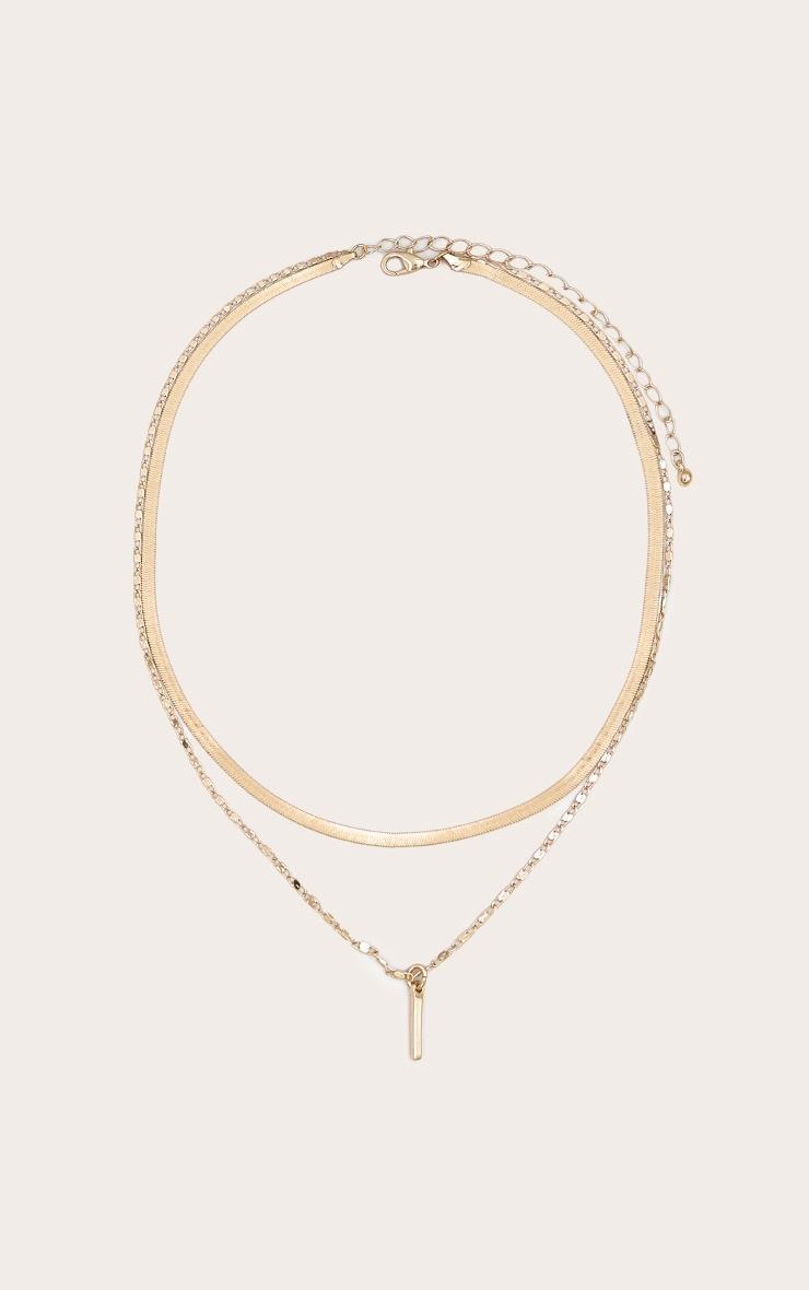 Gold Pendant Layered Snake Chain Necklace Product Image