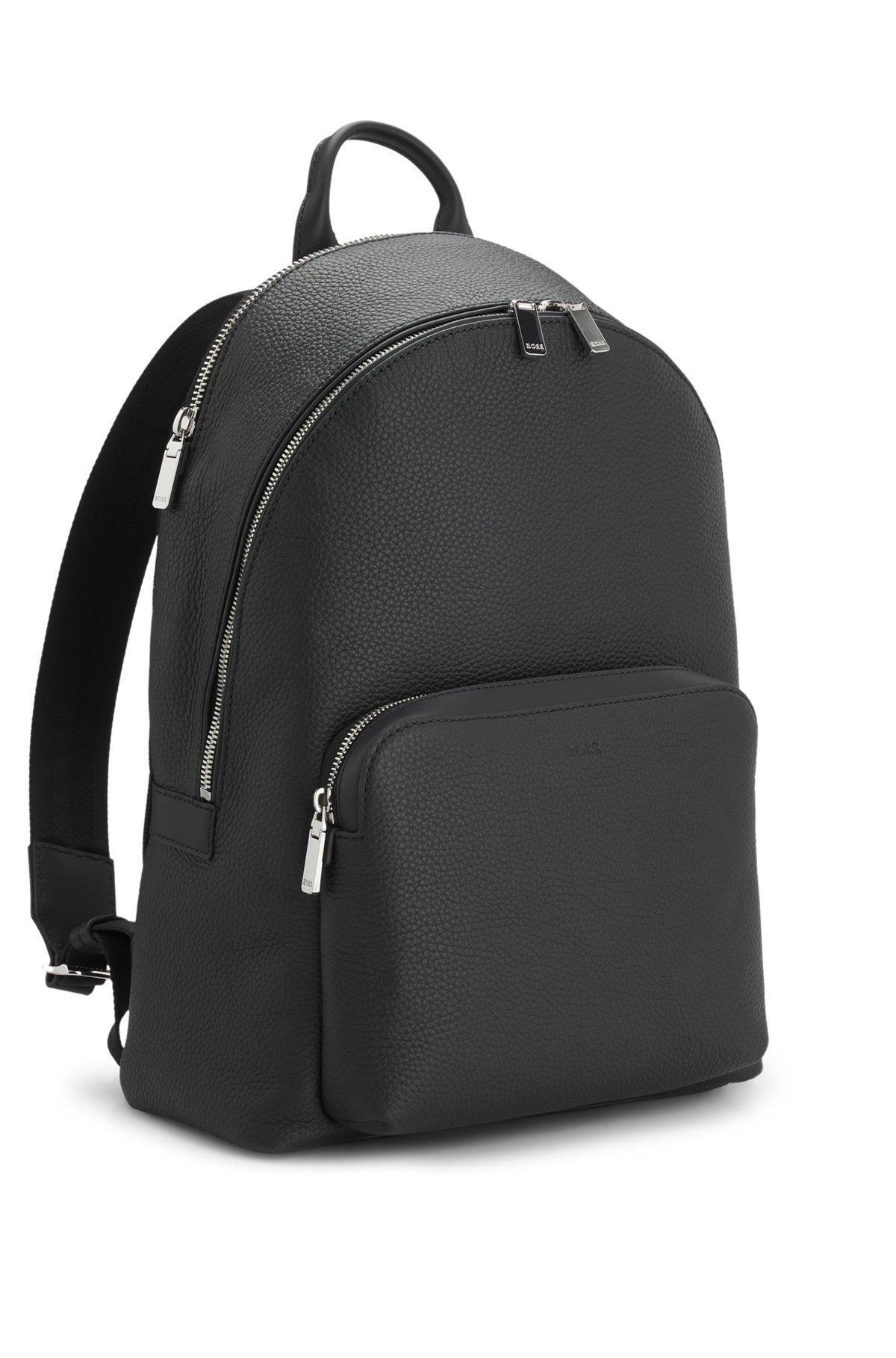 Backpack in grained Italian leather with smart sleeve Product Image