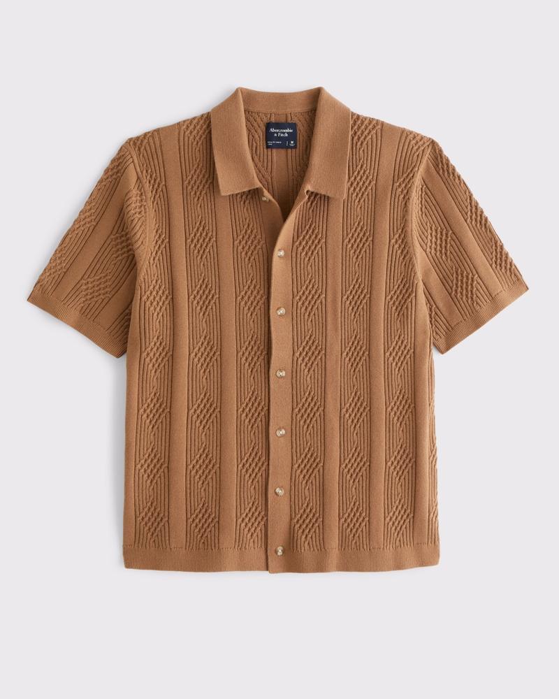 Vertical Cable Button-Through Sweater Polo Product Image