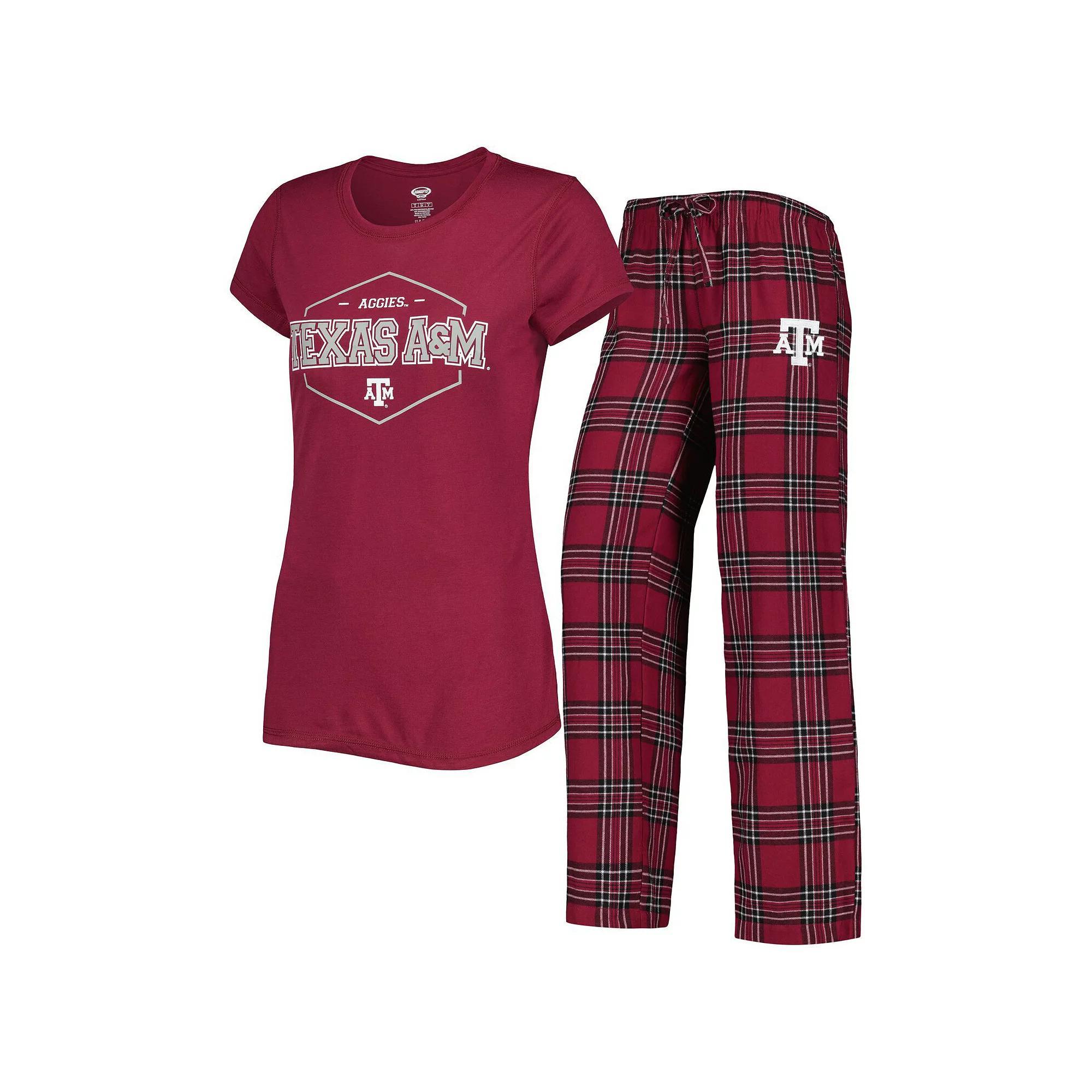Women's Concepts Sport Maroon/Black Texas A&M Aggies Badge T-Shirt & Flannel Pants Sleep Set, Size: 3XL, Red Product Image