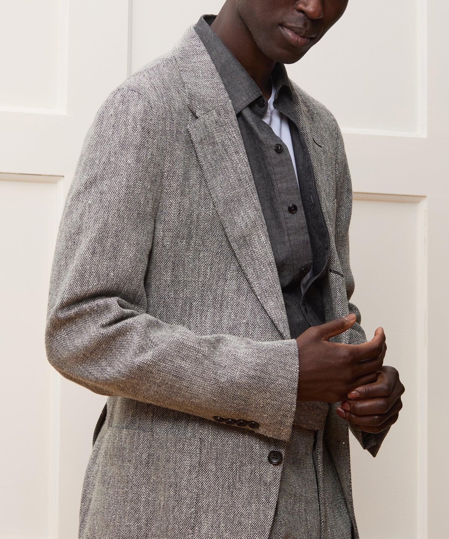 Italian Linen-Silk Madison Jacket in Grey Product Image