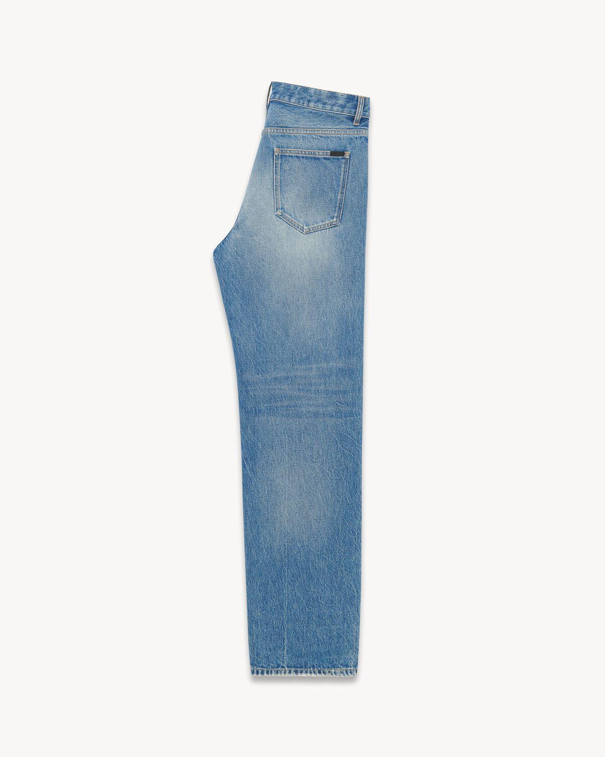 Long Extreme Baggy Jeans in Lake Medium Blue Denim | Saint Laurent | YSL.com Product Image