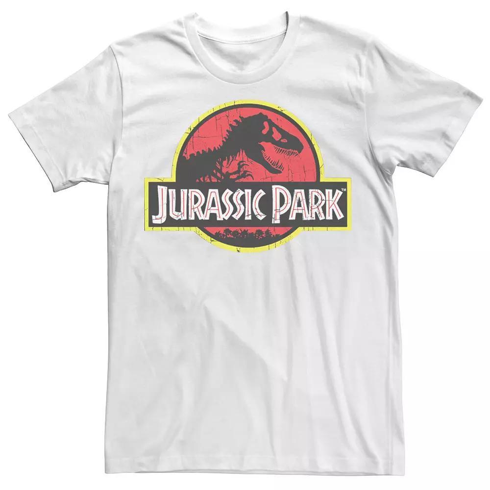 Men's Jurassic Park Red & Yellow Outline Logo Graphic Tee, Size: XXL, Royal Grey Product Image
