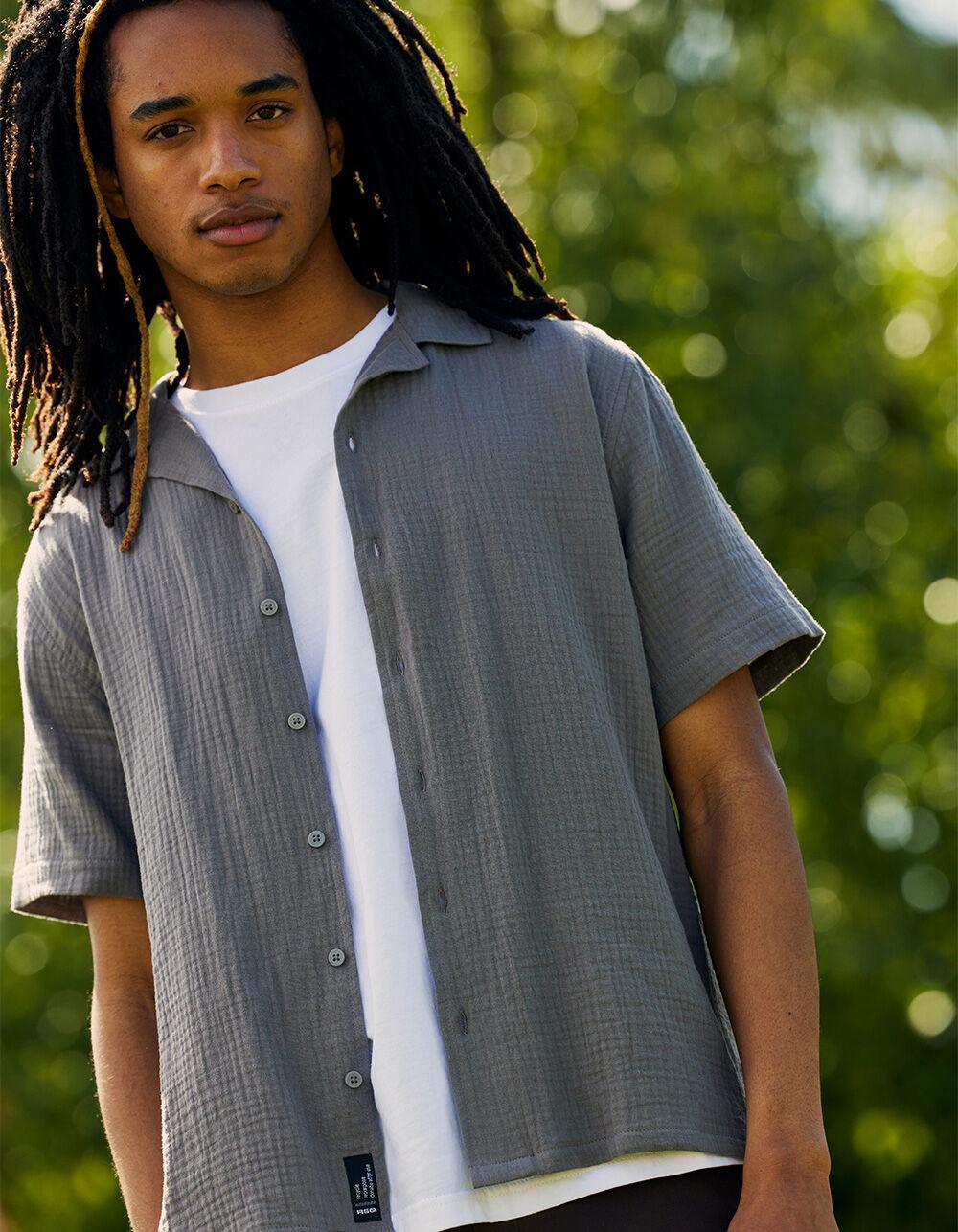 RSQ Mens Gauze Camp Shirt - DARK GRAY Product Image