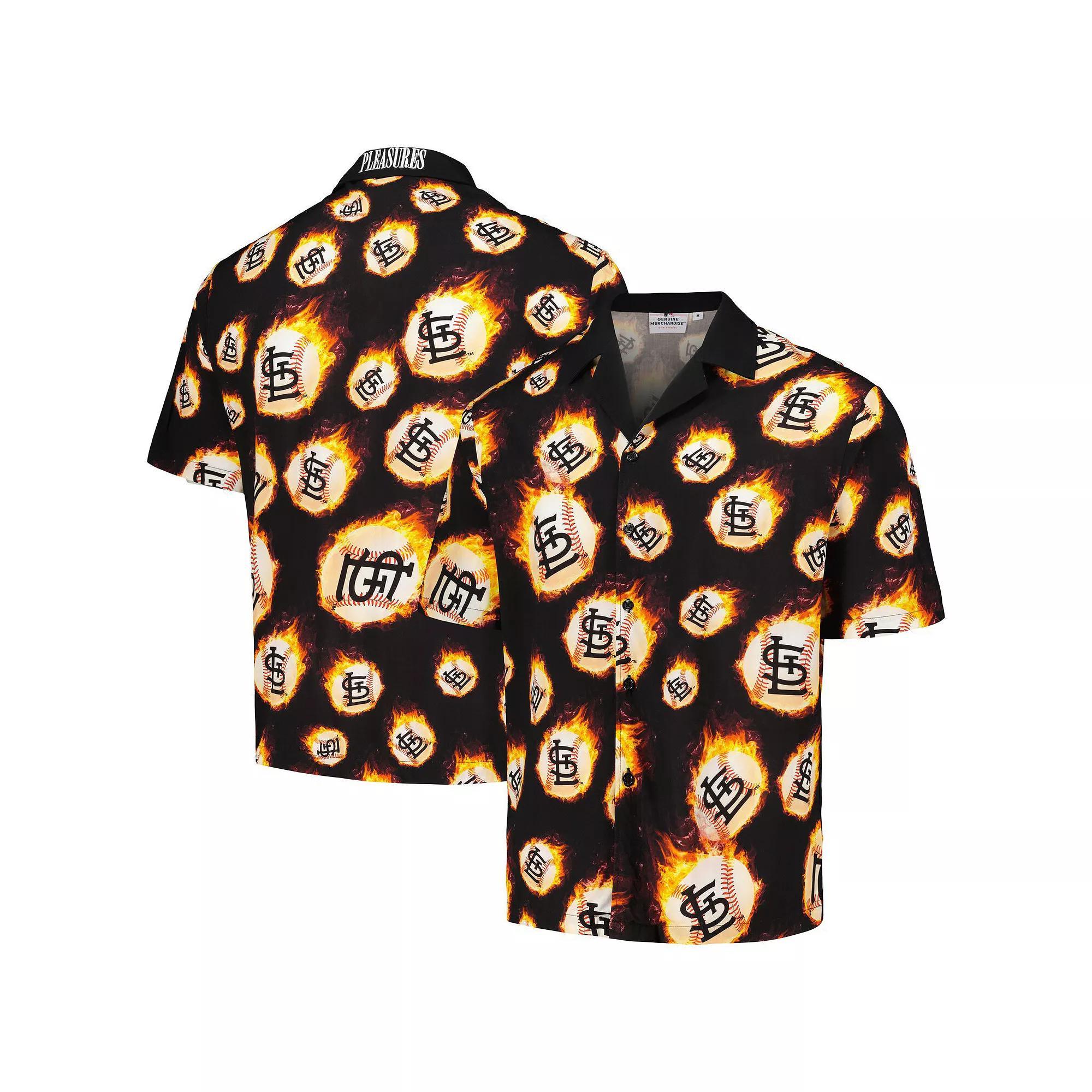 Men's Black St. Louis Cardinals Flame Fireball Button-Up Shirt, Size: Medium Product Image