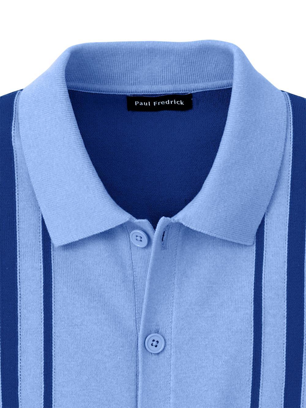 Cotton Button Front Polo - Blue Product Image