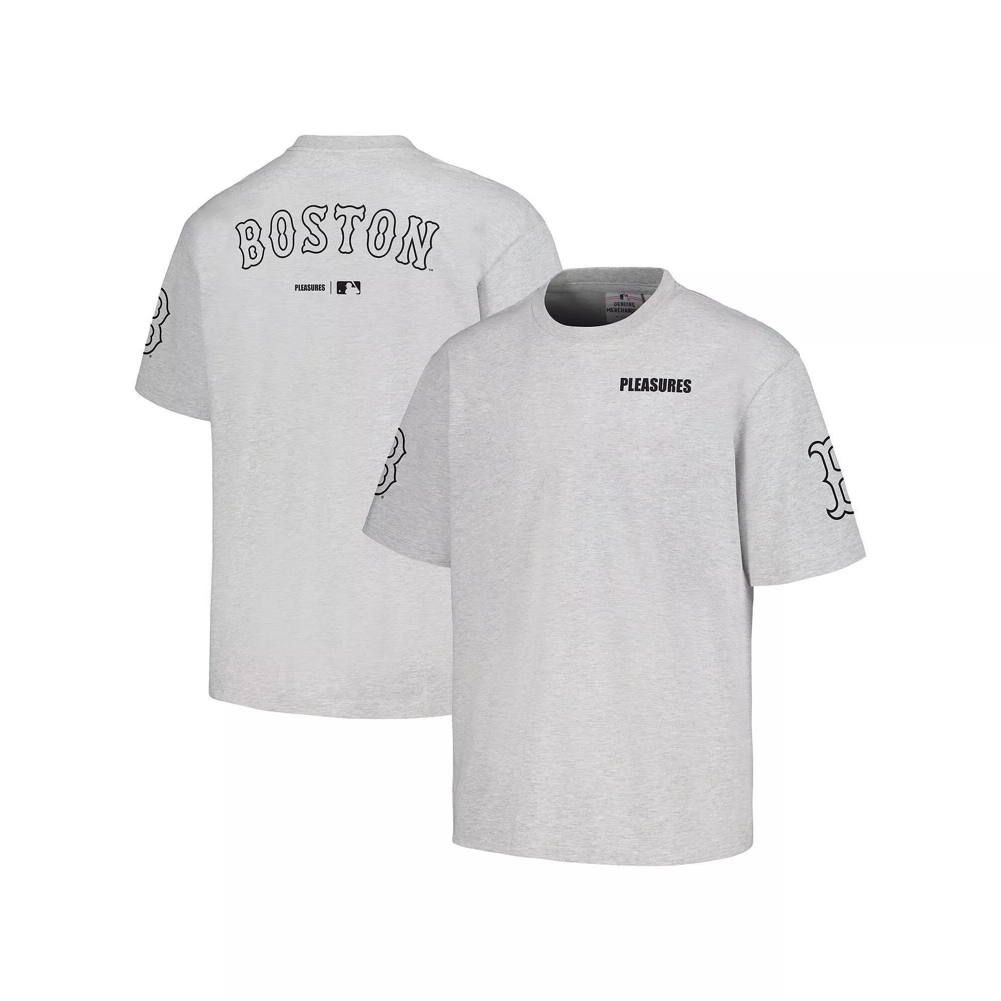Men's PLEASURES  Gray Boston Red Sox Team T-Shirt, Size: Small, Grey Product Image