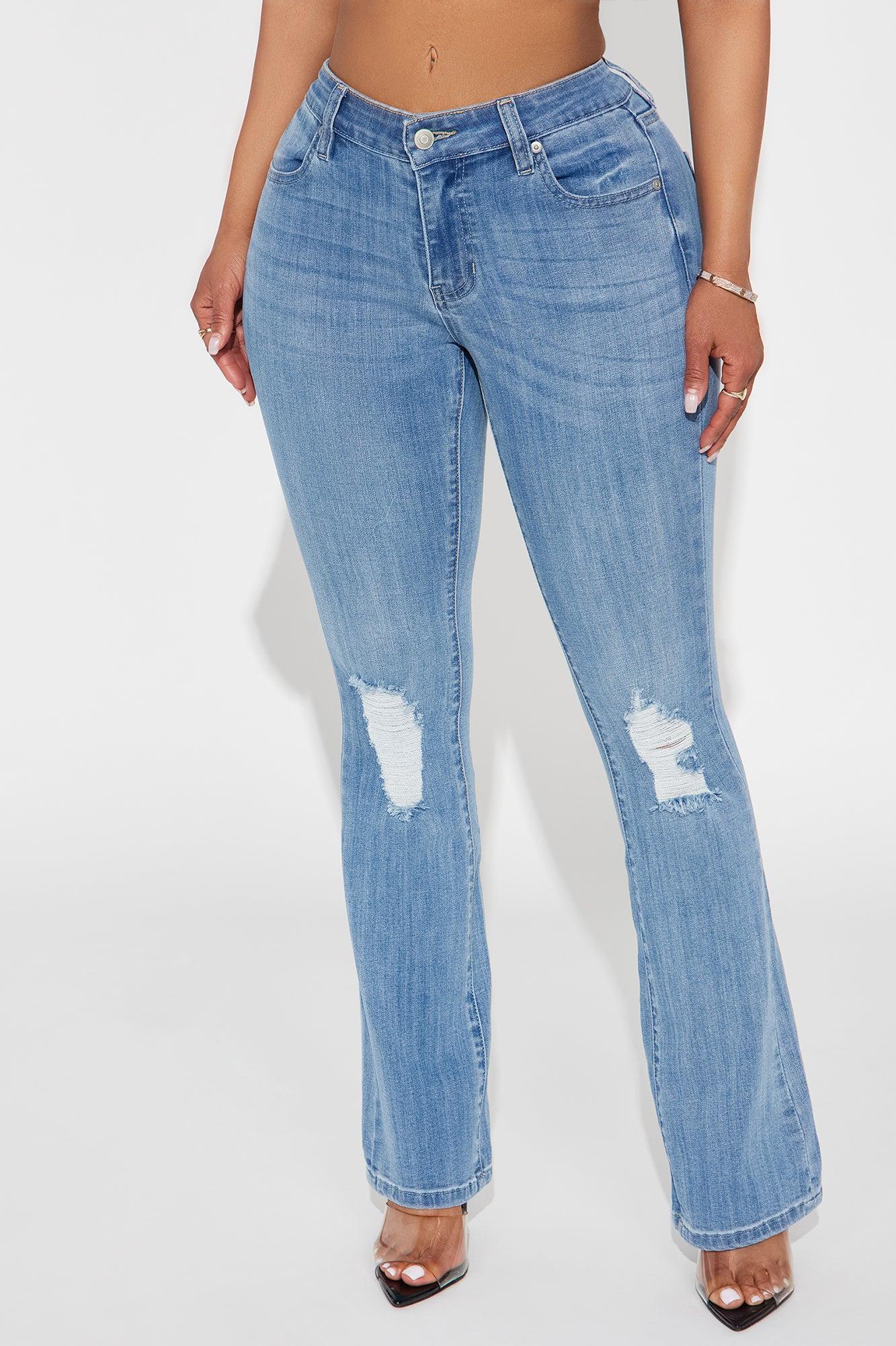 Petite Jessie Mid Rise Distressed Bootcut Jean - Light Blue Wash Product Image