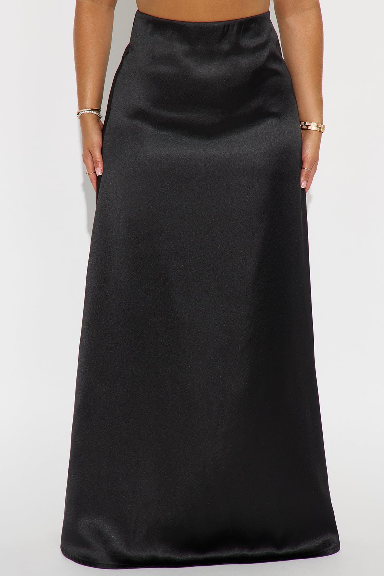 Estella Satin Maxi Skirt - Black Product Image