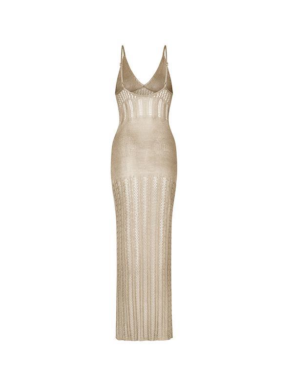 Knitted Cutout V Neck Cover Up Dress Product Image