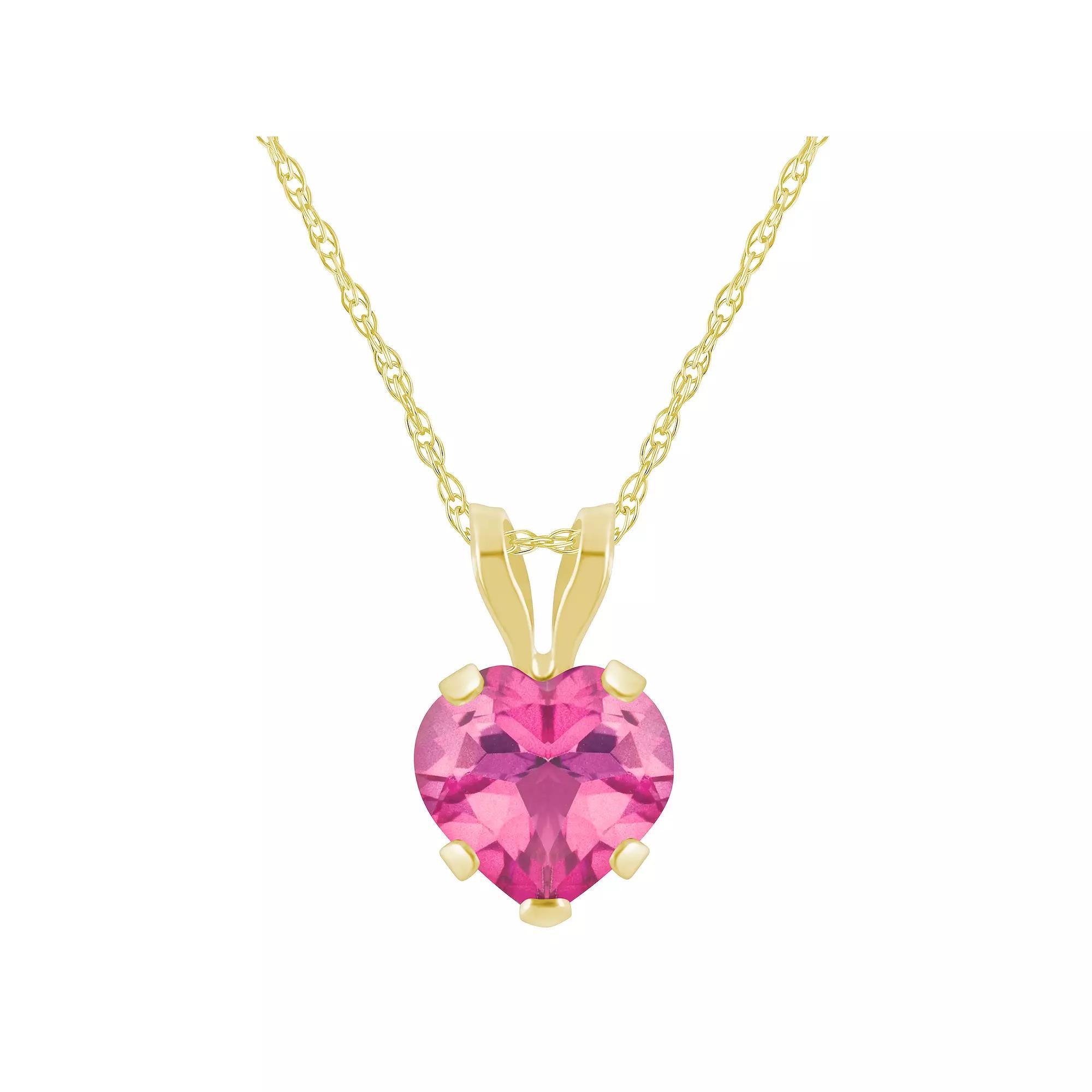 Celebration Gems 10k Gold Heart Shape Pink Topaz Pendant Necklace, Women's, Size: 18" Product Image