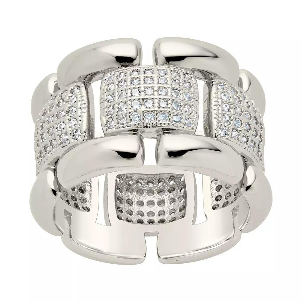 MC Collective Cubic Zirconia Chain Ring, Women's, Size: 7, Silver Tone Product Image
