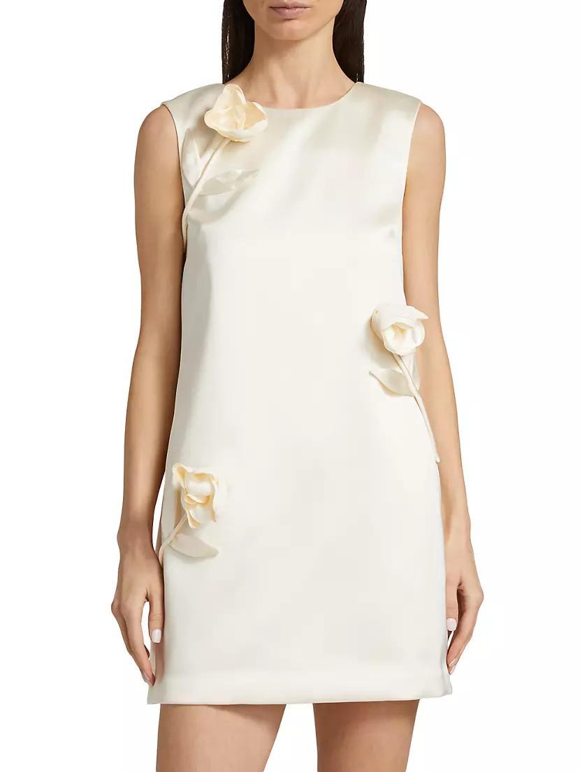 Floral Appliqué Satin Minidress Product Image