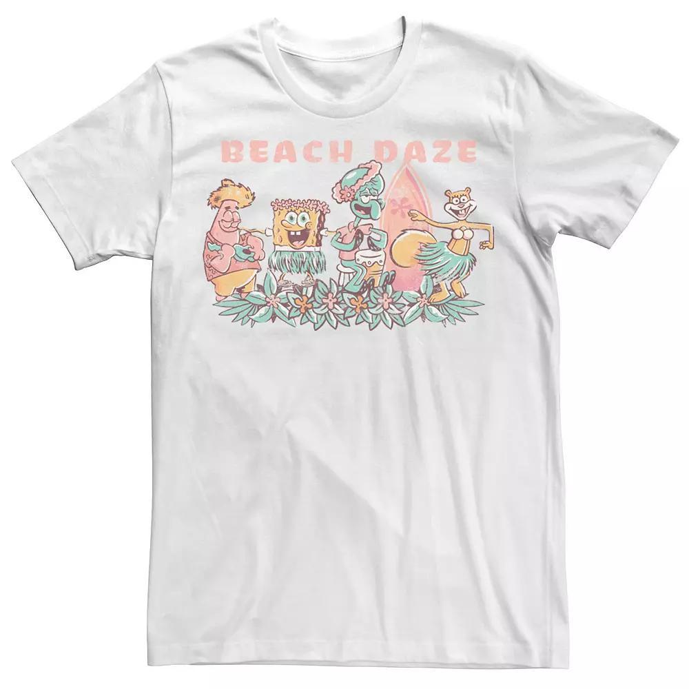 Big & Tall SpongeBob SquarePants Beach Daze Group Shot Tee, Men's, Size: 4XL, White Product Image
