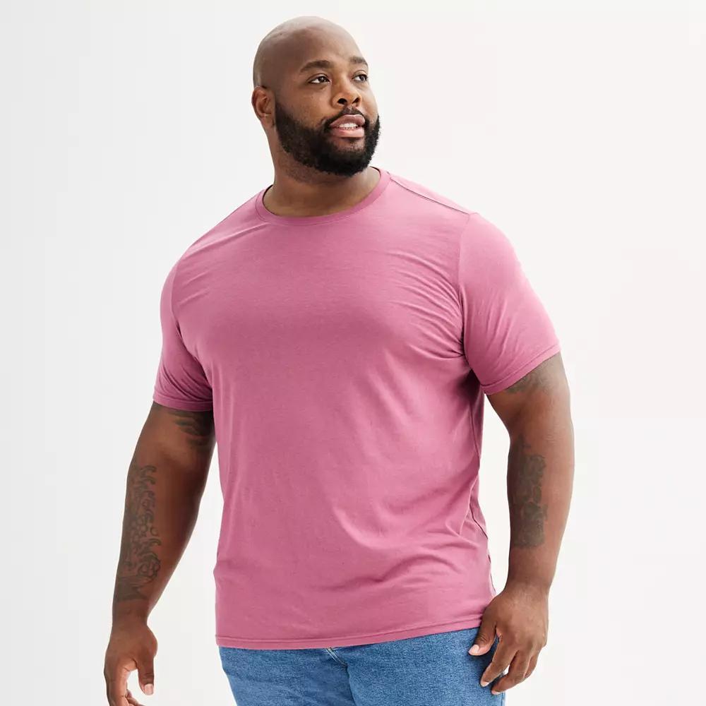 Big & Tall Sonoma Goods For Life® Short Sleeve Crewneck T-Shirt, Men's, Size: XXL Tall, Pink Ruffle Product Image
